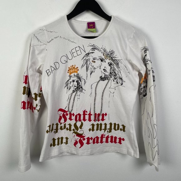 Save the Queen Bejeweled Screen-Printed "Bad Queen" Long-Sleeve T-Shirt - Picture 1 of 4